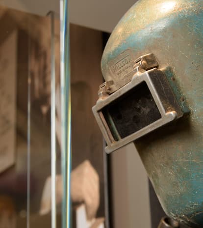 Welder Helmet in Display Case